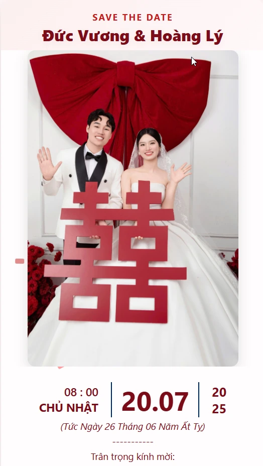 Thiệp cưới online đơn giản tinh tế